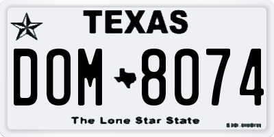 TX license plate DOM8074