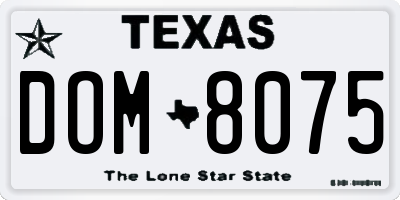 TX license plate DOM8075
