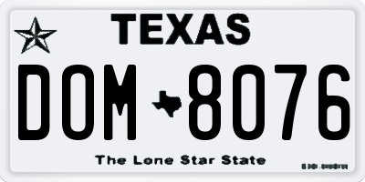 TX license plate DOM8076