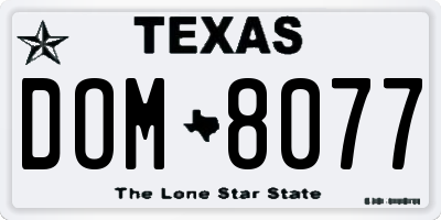 TX license plate DOM8077