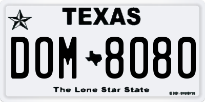 TX license plate DOM8080