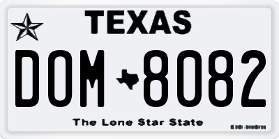 TX license plate DOM8082