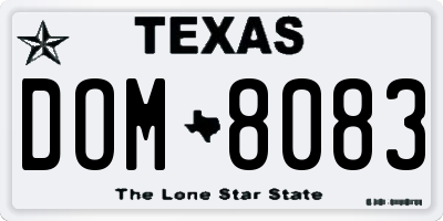 TX license plate DOM8083
