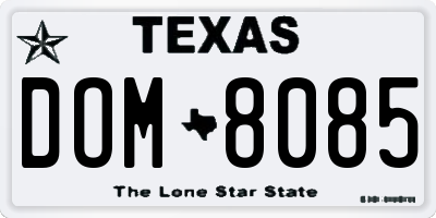 TX license plate DOM8085