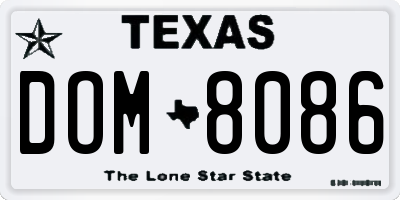 TX license plate DOM8086