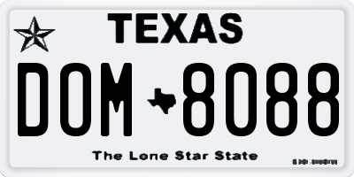 TX license plate DOM8088