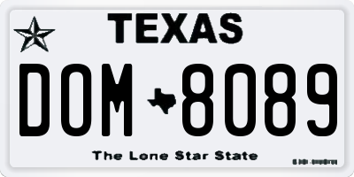 TX license plate DOM8089