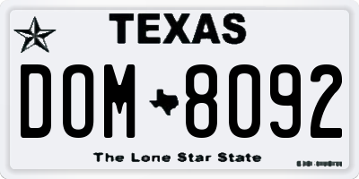 TX license plate DOM8092