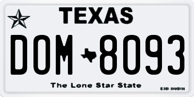 TX license plate DOM8093
