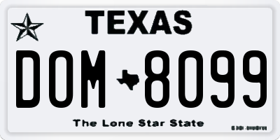 TX license plate DOM8099