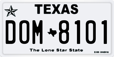 TX license plate DOM8101