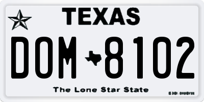 TX license plate DOM8102