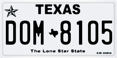 TX license plate DOM8105