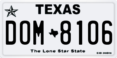 TX license plate DOM8106