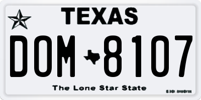 TX license plate DOM8107