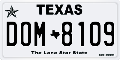 TX license plate DOM8109
