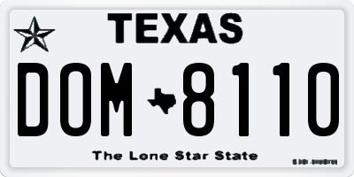 TX license plate DOM8110