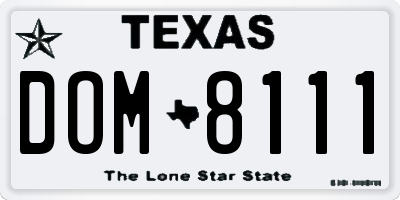 TX license plate DOM8111