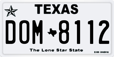 TX license plate DOM8112