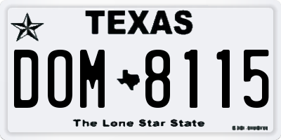 TX license plate DOM8115