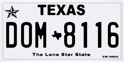 TX license plate DOM8116