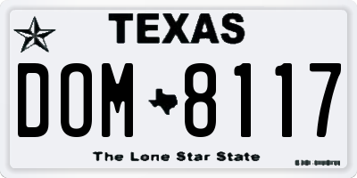 TX license plate DOM8117