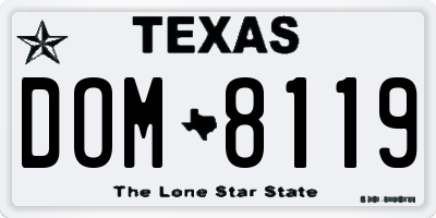 TX license plate DOM8119