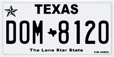 TX license plate DOM8120