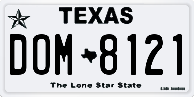 TX license plate DOM8121