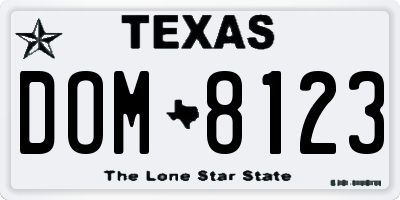 TX license plate DOM8123