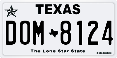 TX license plate DOM8124