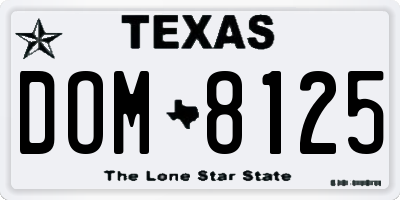 TX license plate DOM8125
