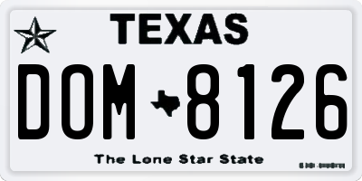 TX license plate DOM8126