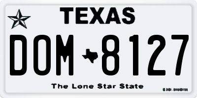 TX license plate DOM8127