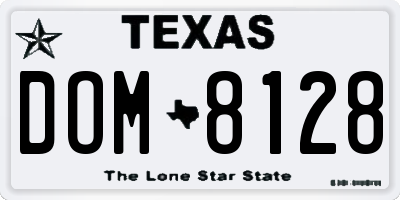 TX license plate DOM8128