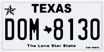 TX license plate DOM8130