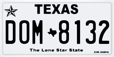 TX license plate DOM8132