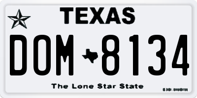 TX license plate DOM8134