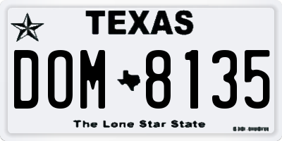TX license plate DOM8135