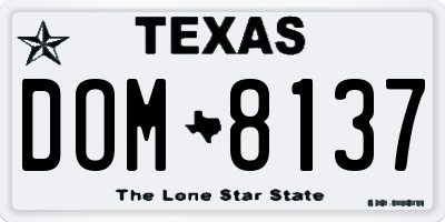 TX license plate DOM8137