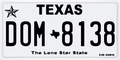 TX license plate DOM8138