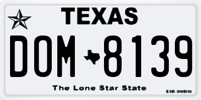 TX license plate DOM8139