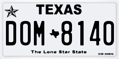 TX license plate DOM8140