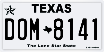TX license plate DOM8141