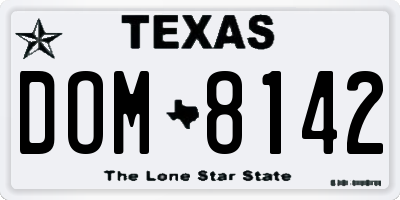 TX license plate DOM8142