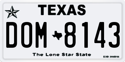 TX license plate DOM8143