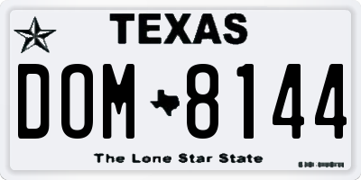 TX license plate DOM8144