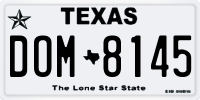 TX license plate DOM8145