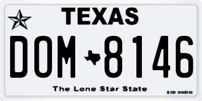 TX license plate DOM8146