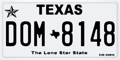 TX license plate DOM8148